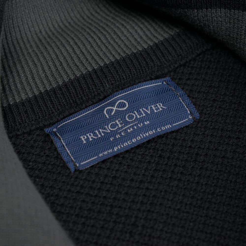 Zip-Neck Πλεκτή Μπλούζα in Cotton Μαύρη (Modern Fit) New Arrival