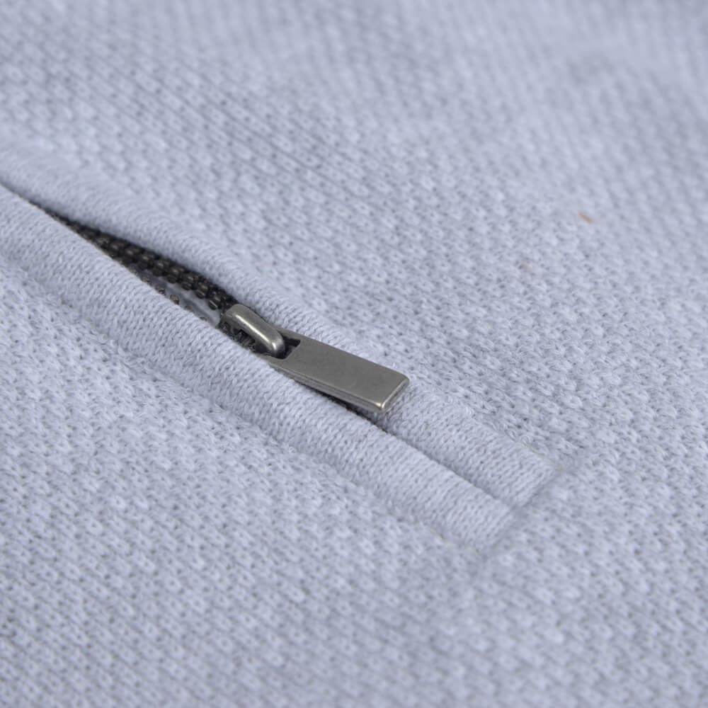 Zip-Neck Πλεκτή Μπλούζα in Cotton Γκρι (Modern Fit) New Arrival