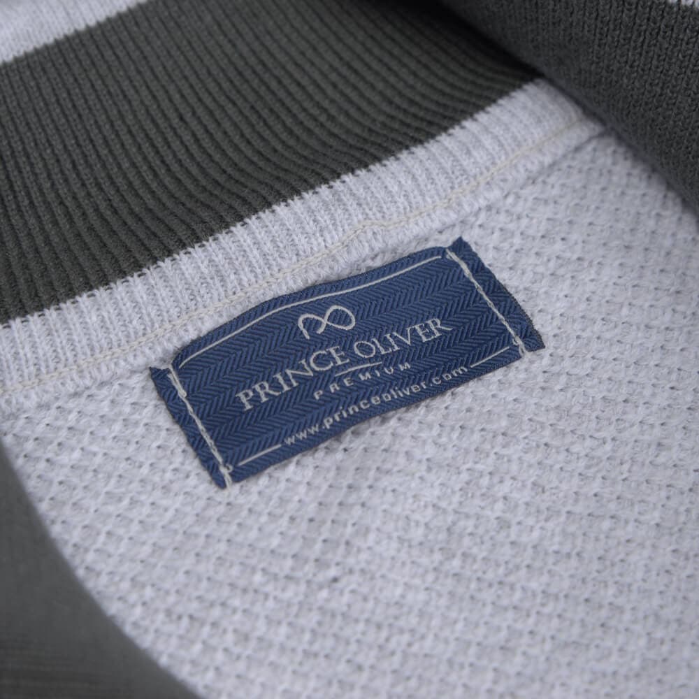 Zip-Neck Πλεκτή Μπλούζα in Cotton Γκρι (Modern Fit) New Arrival