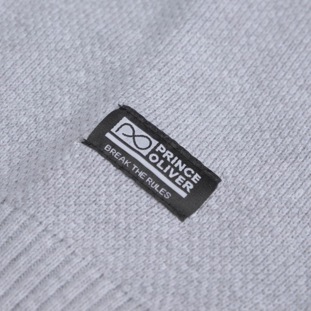 Zip-Neck Πλεκτή Μπλούζα in Cotton Γκρι (Modern Fit) New Arrival