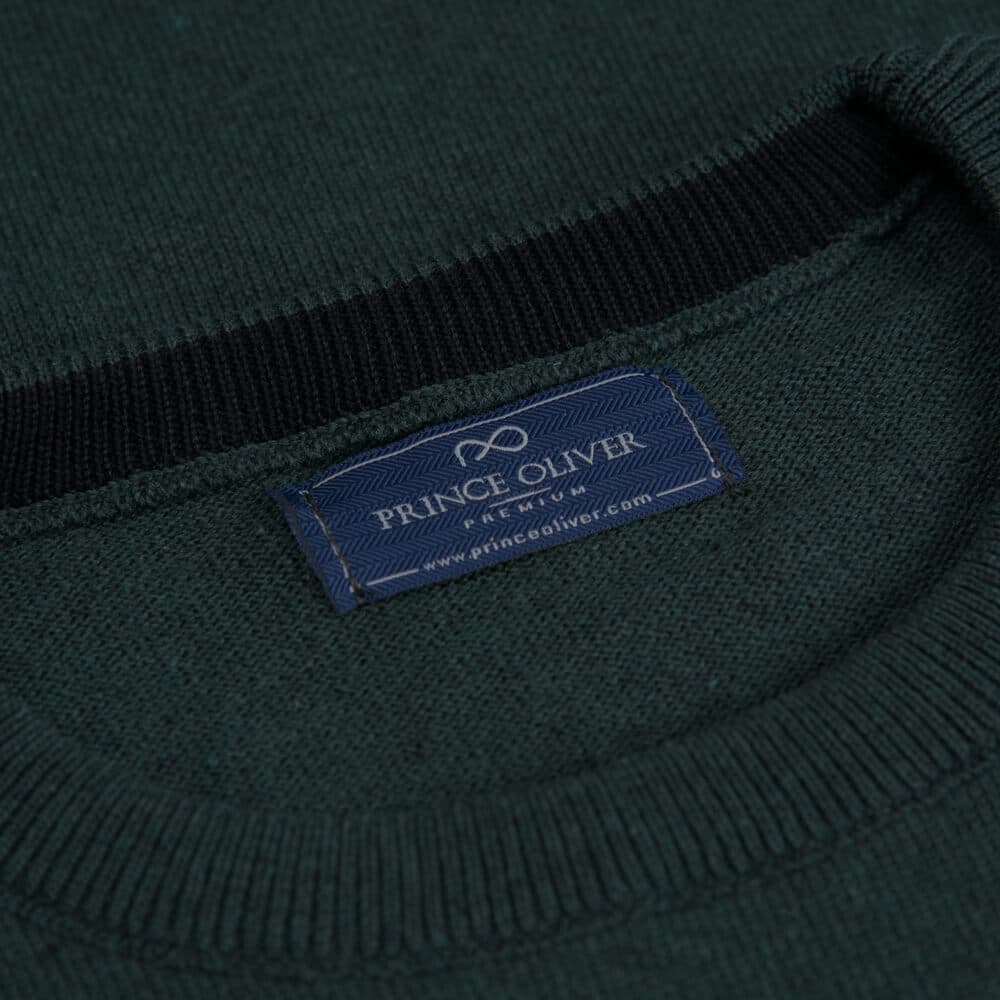 Logo-Embroidered Πλεκτή Μπλούζα Πράσινη in Cotton (Modern Fit)