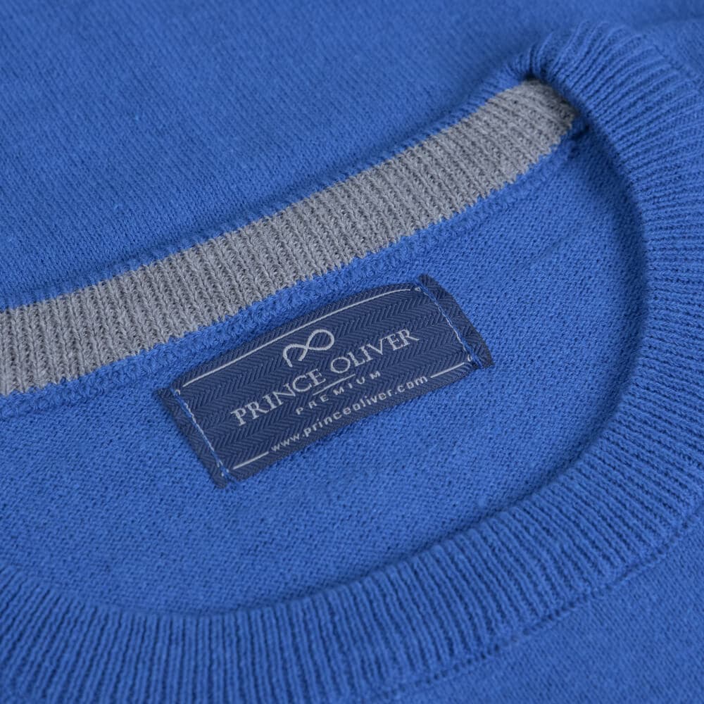 Logo-Embroidered Πλεκτή Μπλούζα Μπλε Ρουά in Cotton (Modern Fit) New Arrival