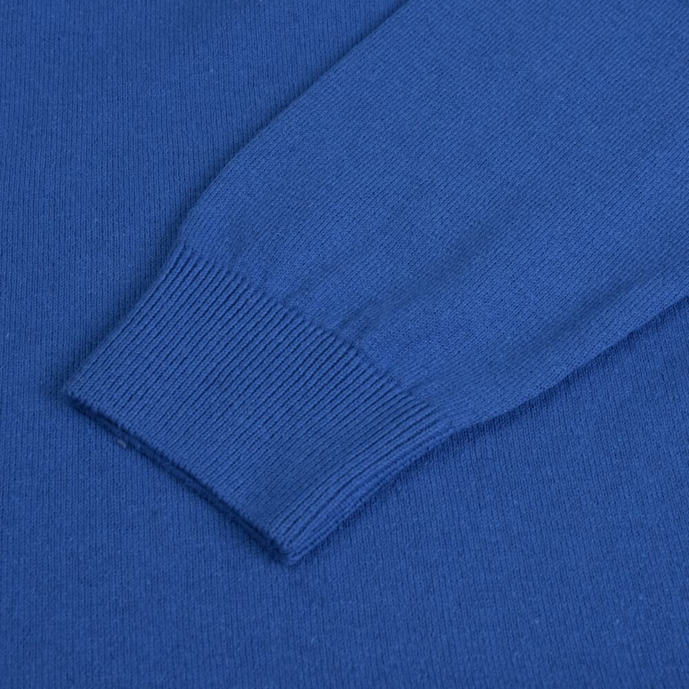 Logo-Embroidered Πλεκτή Μπλούζα Μπλε Ρουά in Cotton (Modern Fit) New Arrival