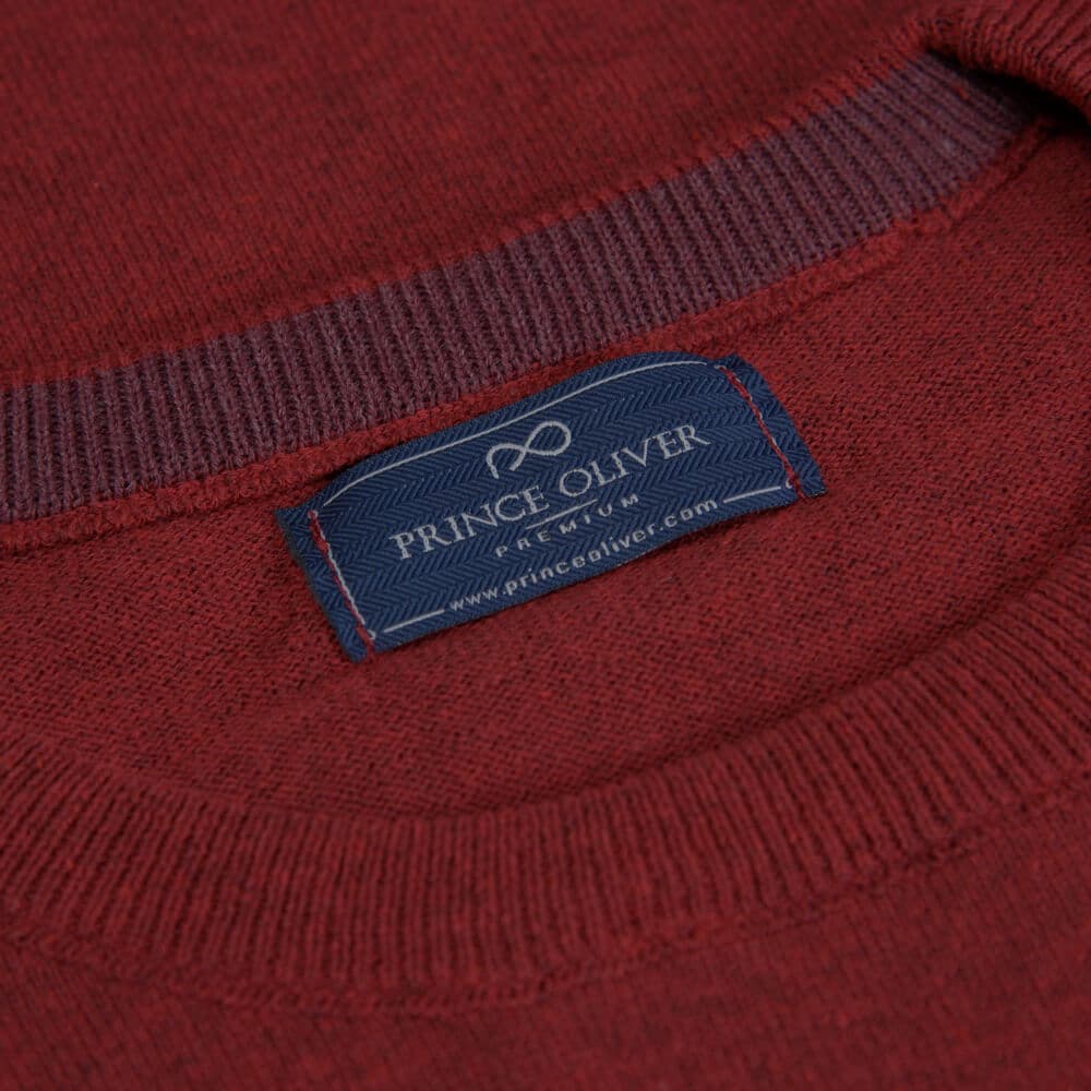 Logo-Embroidered Πλεκτή Μπλούζα Κόκκινη in Cotton (Modern Fit) New Arrival