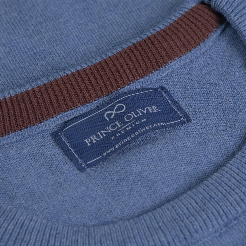 Logo-Embroidered Πλεκτή Μπλούζα Σιέλ in Cotton (Modern Fit) New Arrival