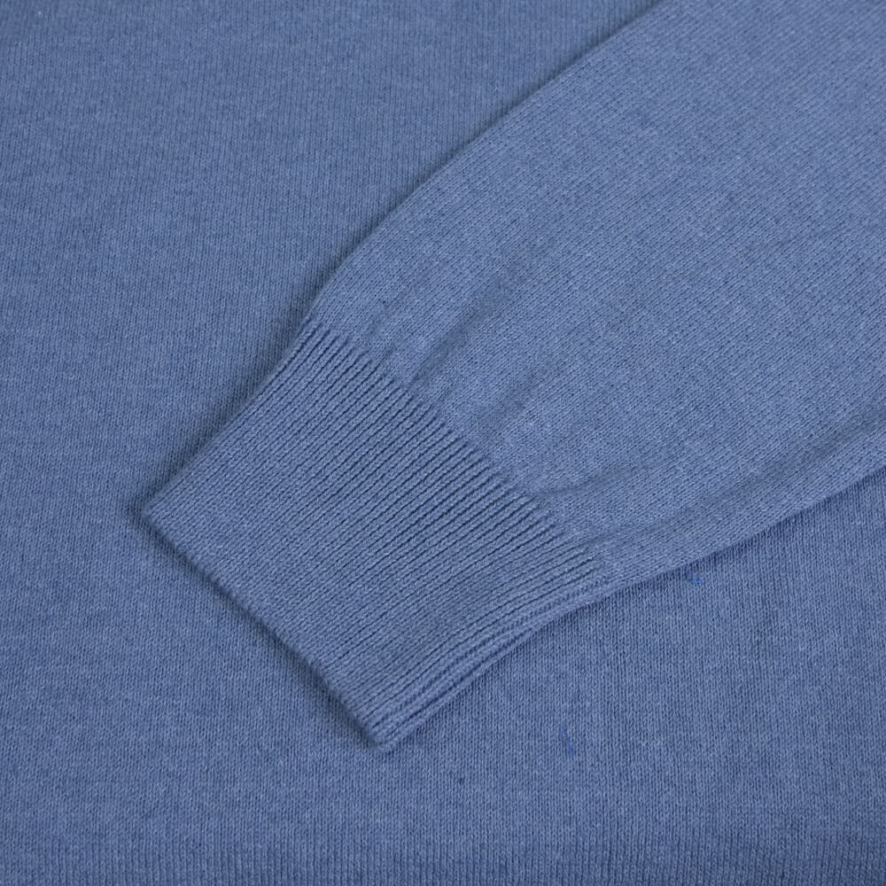 Logo-Embroidered Πλεκτή Μπλούζα Σιέλ in Cotton (Modern Fit) New Arrival