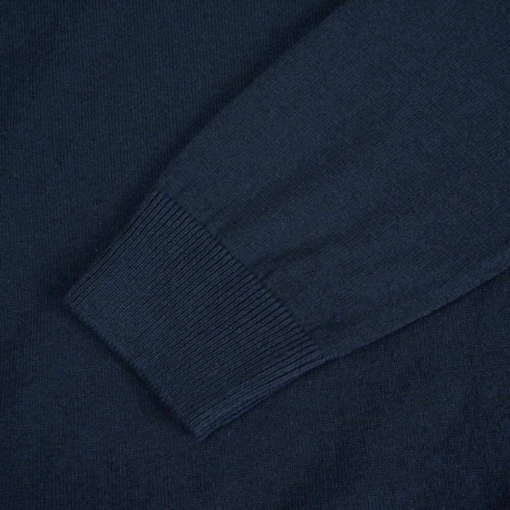 Logo-Embroidered Πλεκτή Μπλούζα Μπλε Σκούρο in Cotton (Modern Fit) New Arrival