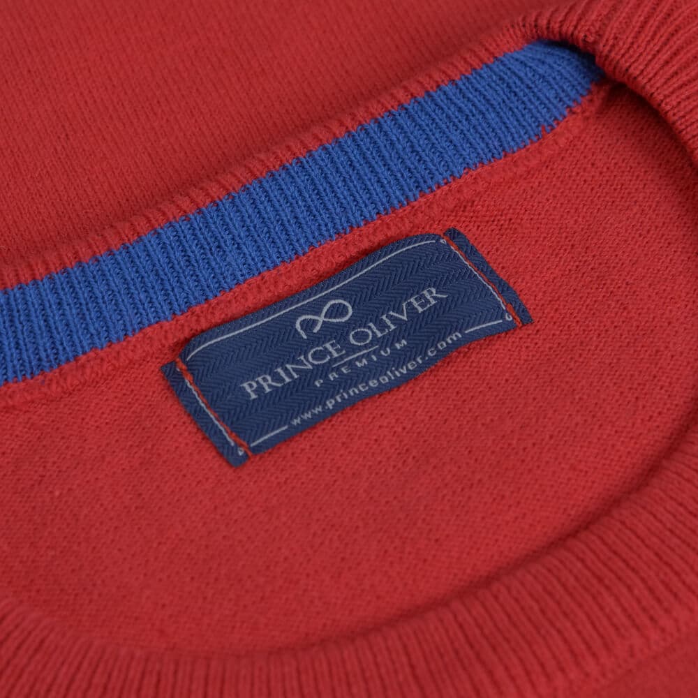 Logo-Embroidered Πλεκτή Μπλούζα Κόκκινη in Cotton (Modern Fit) New Arrival