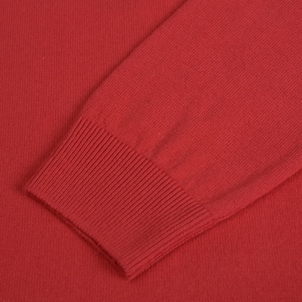 Logo-Embroidered Πλεκτή Μπλούζα Κόκκινη in Cotton (Modern Fit) New Arrival