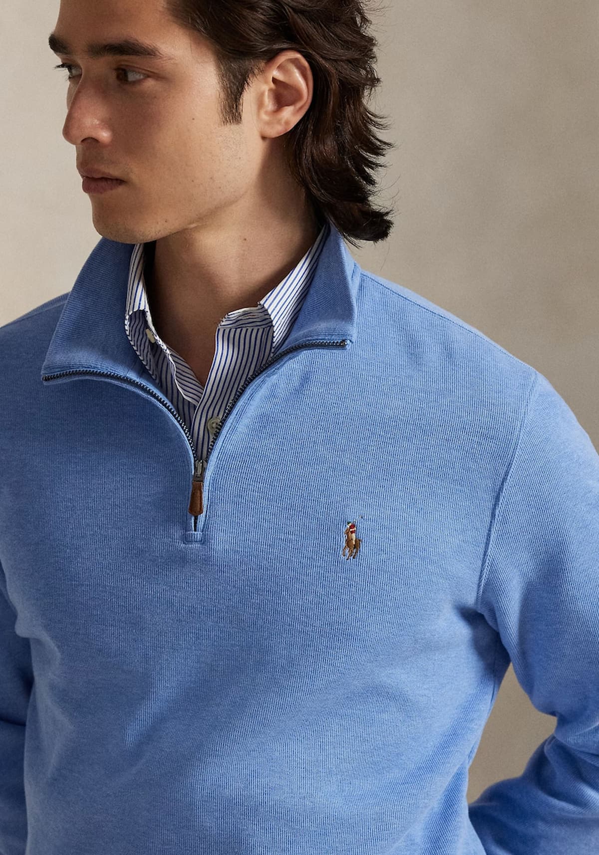 Polo Ralph Rauren Half Zip της σειράς Zip Pullover - 710671929 076 Light Blue
