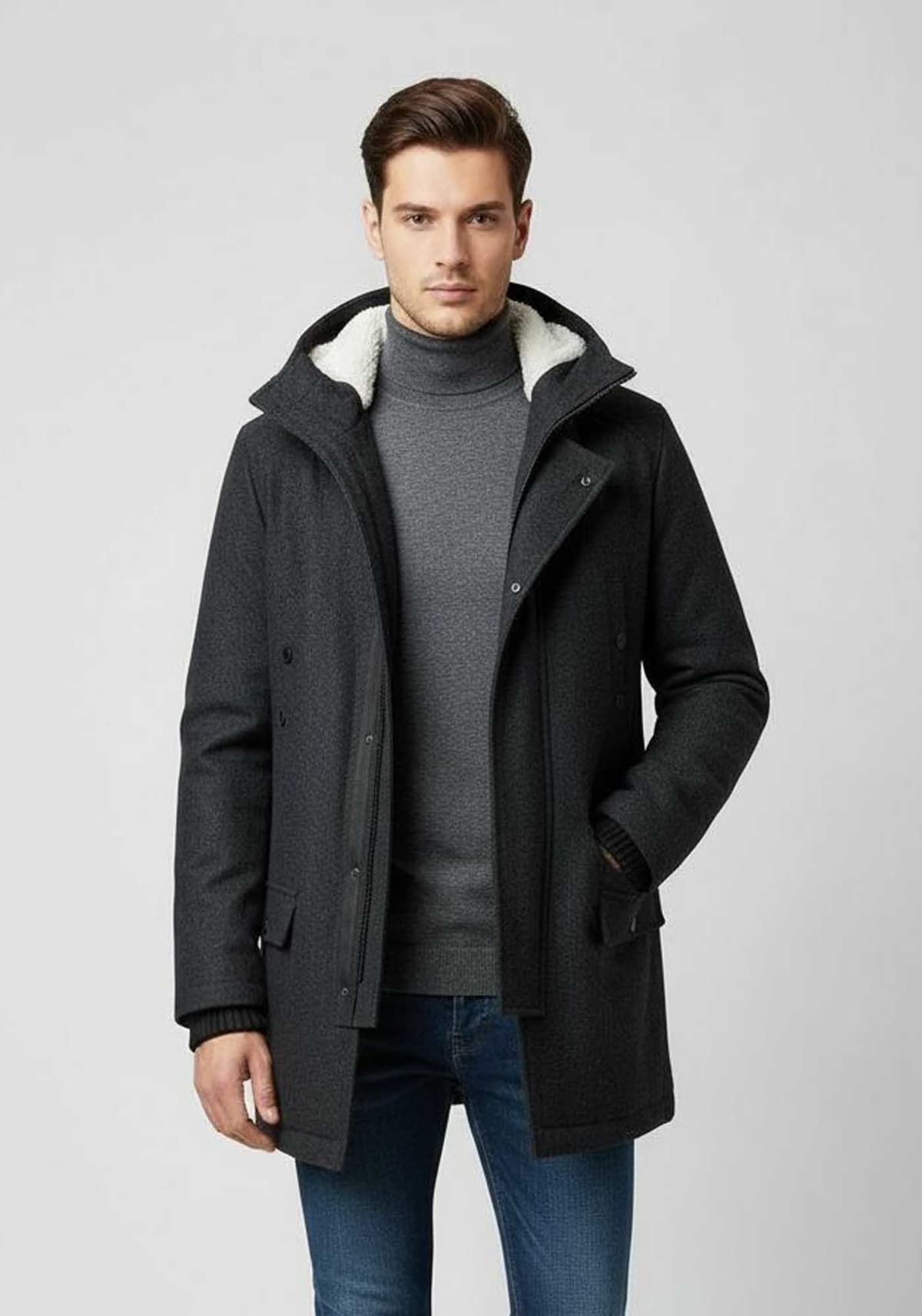 Hamaki Ho Μάλλινο Παλτό Giubbino - GB582H Anthracite