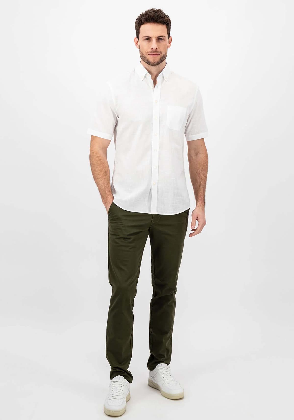 Fynch Hatton Κοντομάνικο Πουκάμισο της σειράς Solid - 1404 8091 802 White