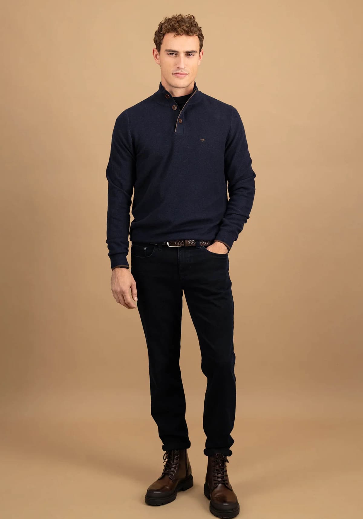 Fynch Hatton Pullover της σειράς Button Troyer - 1514 219 690 Navy