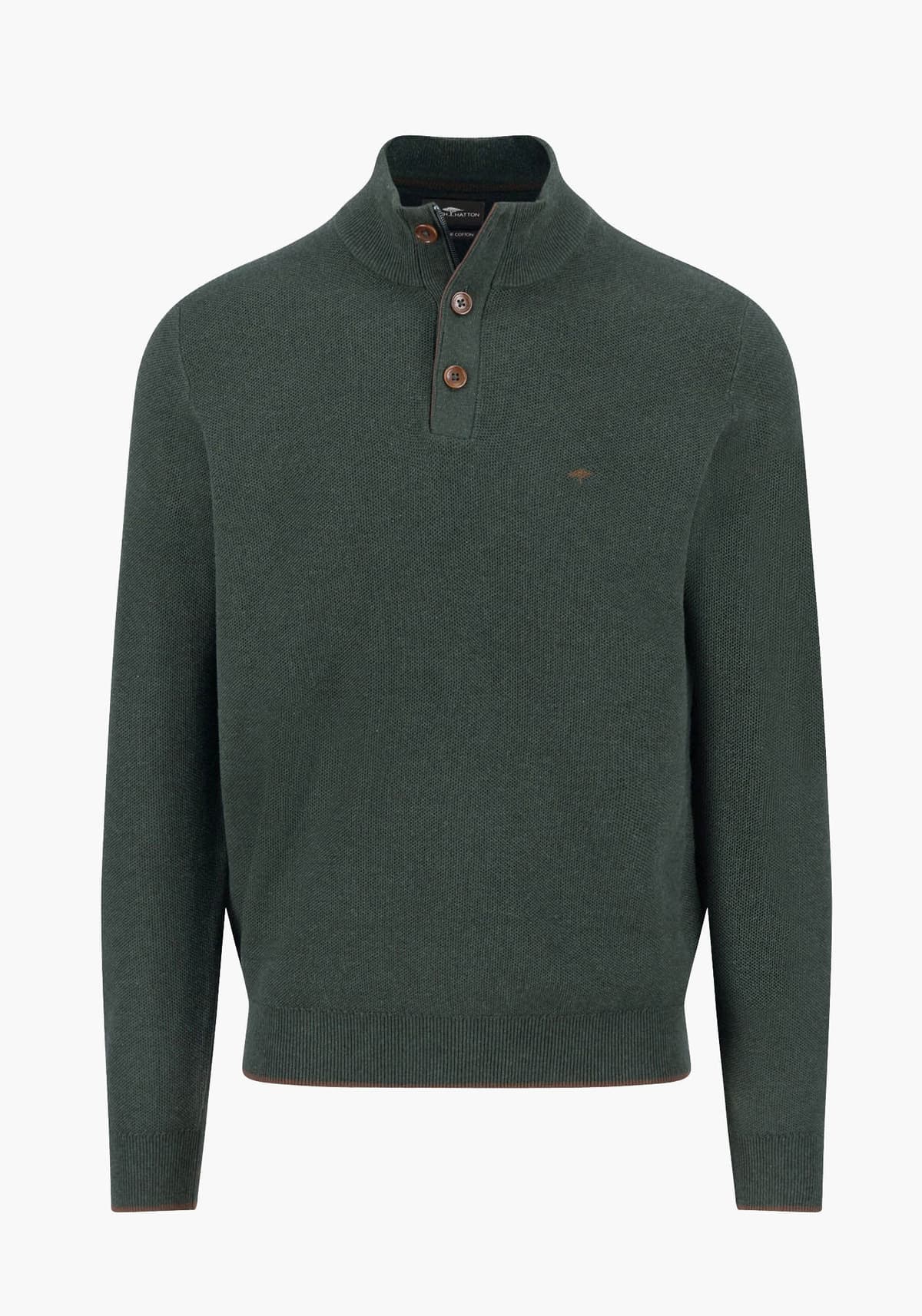 Fynch Hatton Pullover της σειράς Button Troyer - 1514 219 737 Dark Ivy