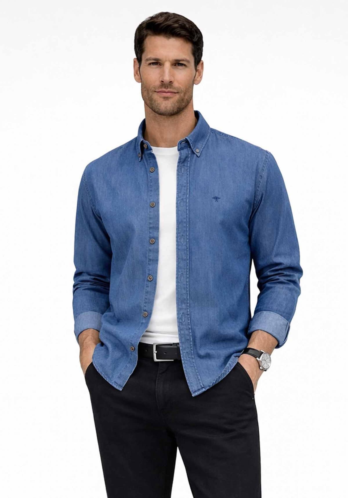 Fynch Hatton Πουκάμισο Denim - 1602 8030 604 Crystal Blue