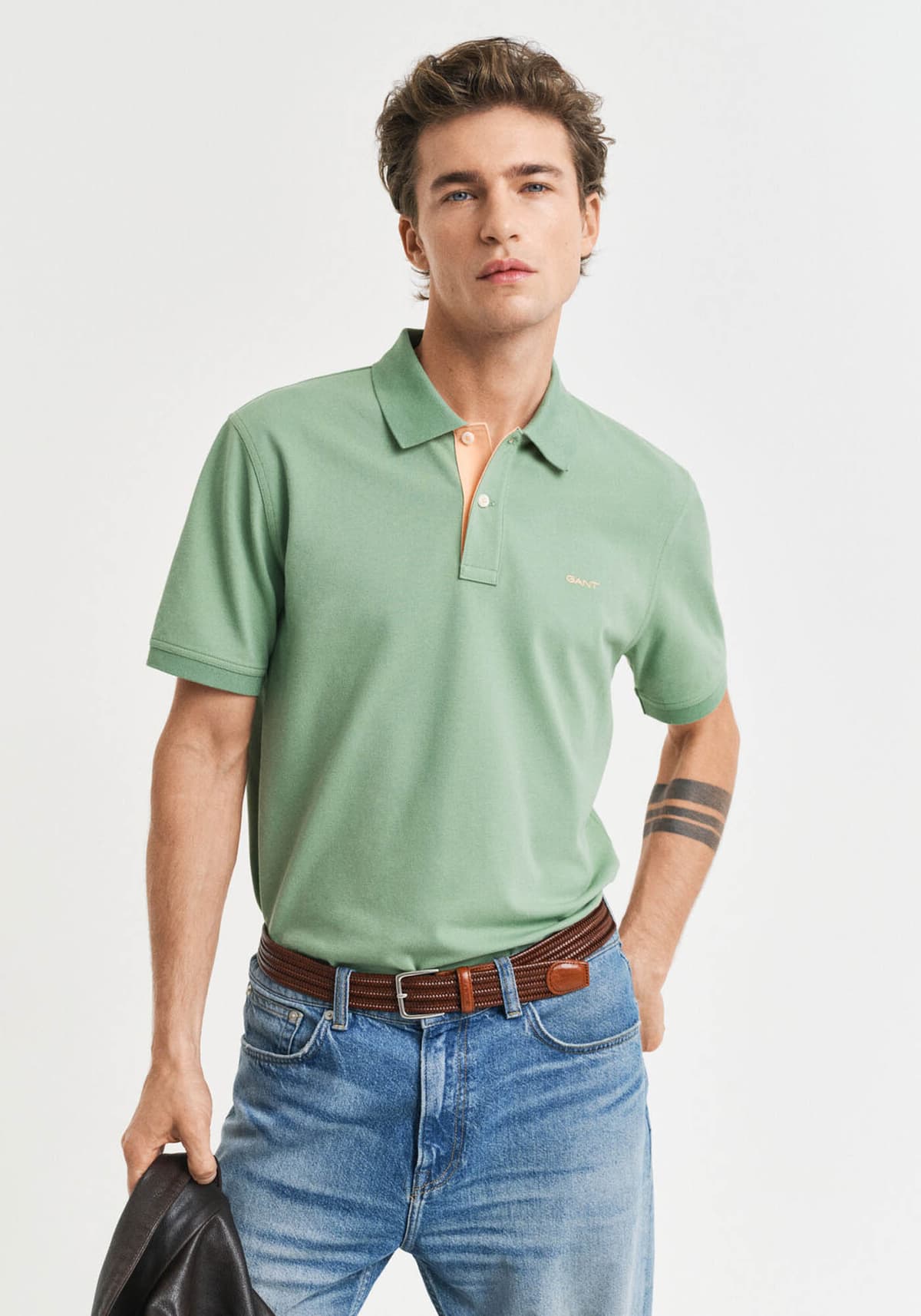 GANT Piqué Polo Μπλούζα της σειράς Contrast - 2062026 362 Kalamata Green