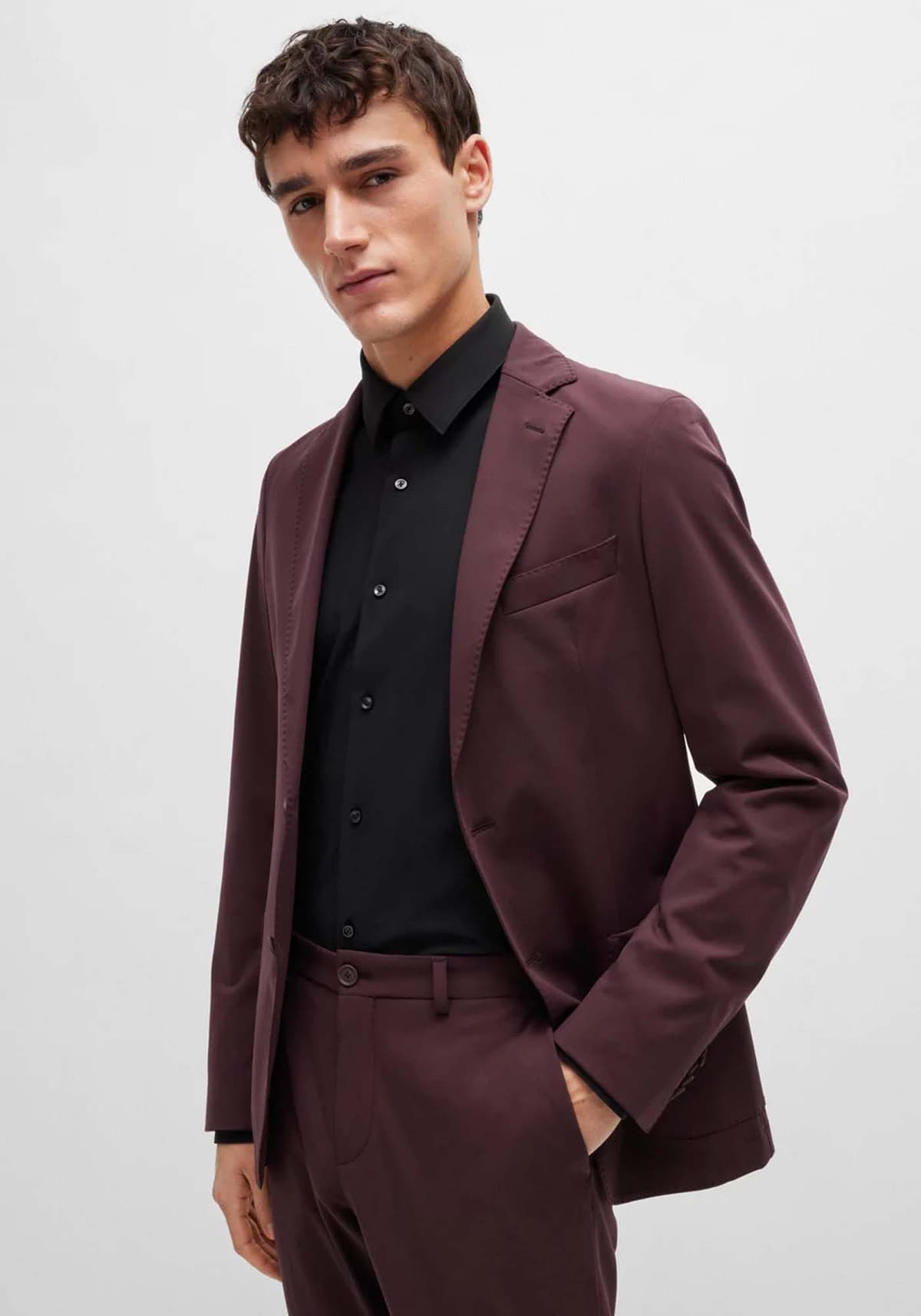 BOSS PERFORMANCE ΠΟΥΚΑΜΙΣΟ SLIM FIT P-HANK-S-KENT-C1-222 ΜΑΥΡΟ