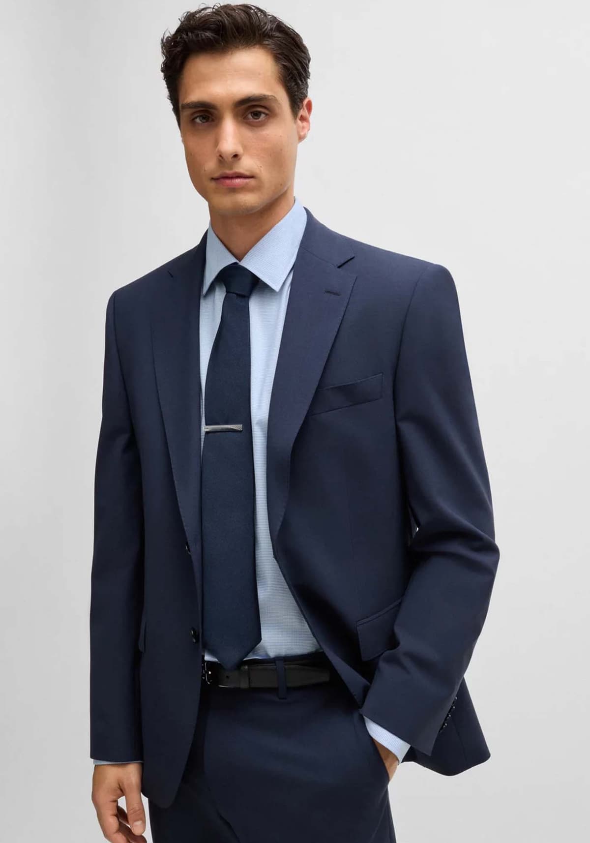 BOSS ΠΟΥΚΑΜΙΣΟ ΜΙΚΡΟΣΧΕΔΙΟ REGULAR FIT EASY IRON H-JOE-KENT-C1-214 ΣΙΕΛ