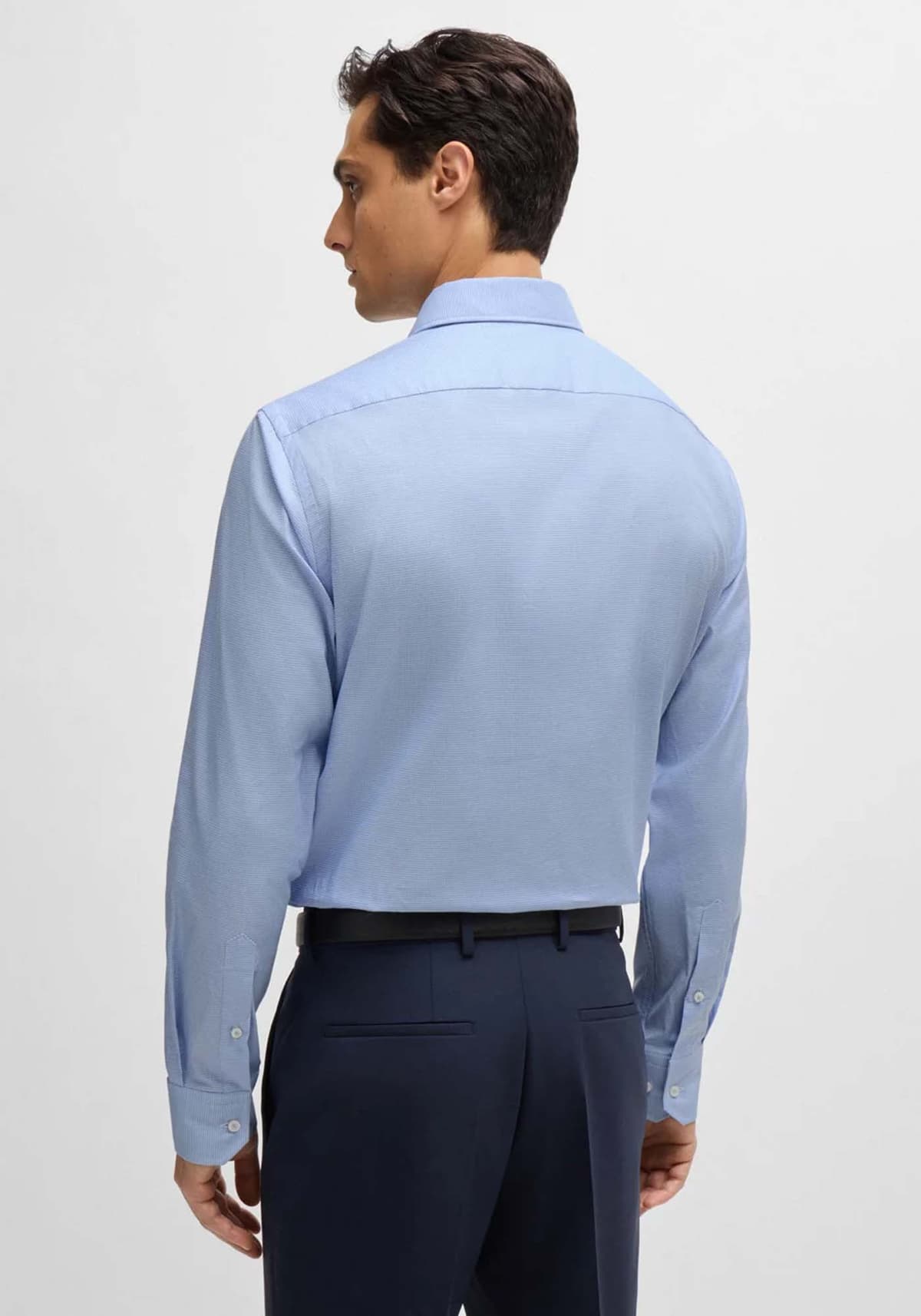 BOSS ΠΟΥΚΑΜΙΣΟ ΜΙΚΡΟΣΧΕΔΙΟ REGULAR FIT EASY IRON H-JOE-KENT-C1-214 ΣΙΕΛ