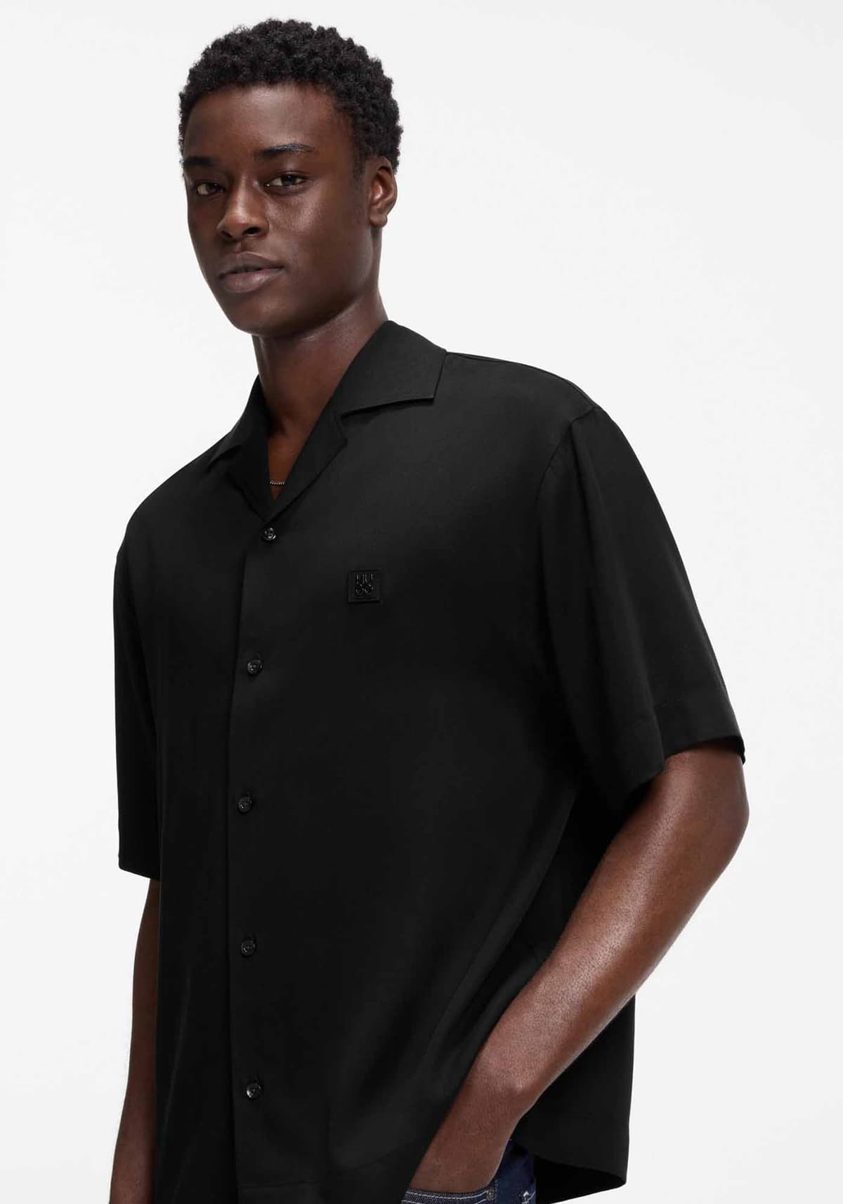 Ανδρικό Espino Κοντομάνικο Πουκάμισο Μαύρο HUGO 50560593-001