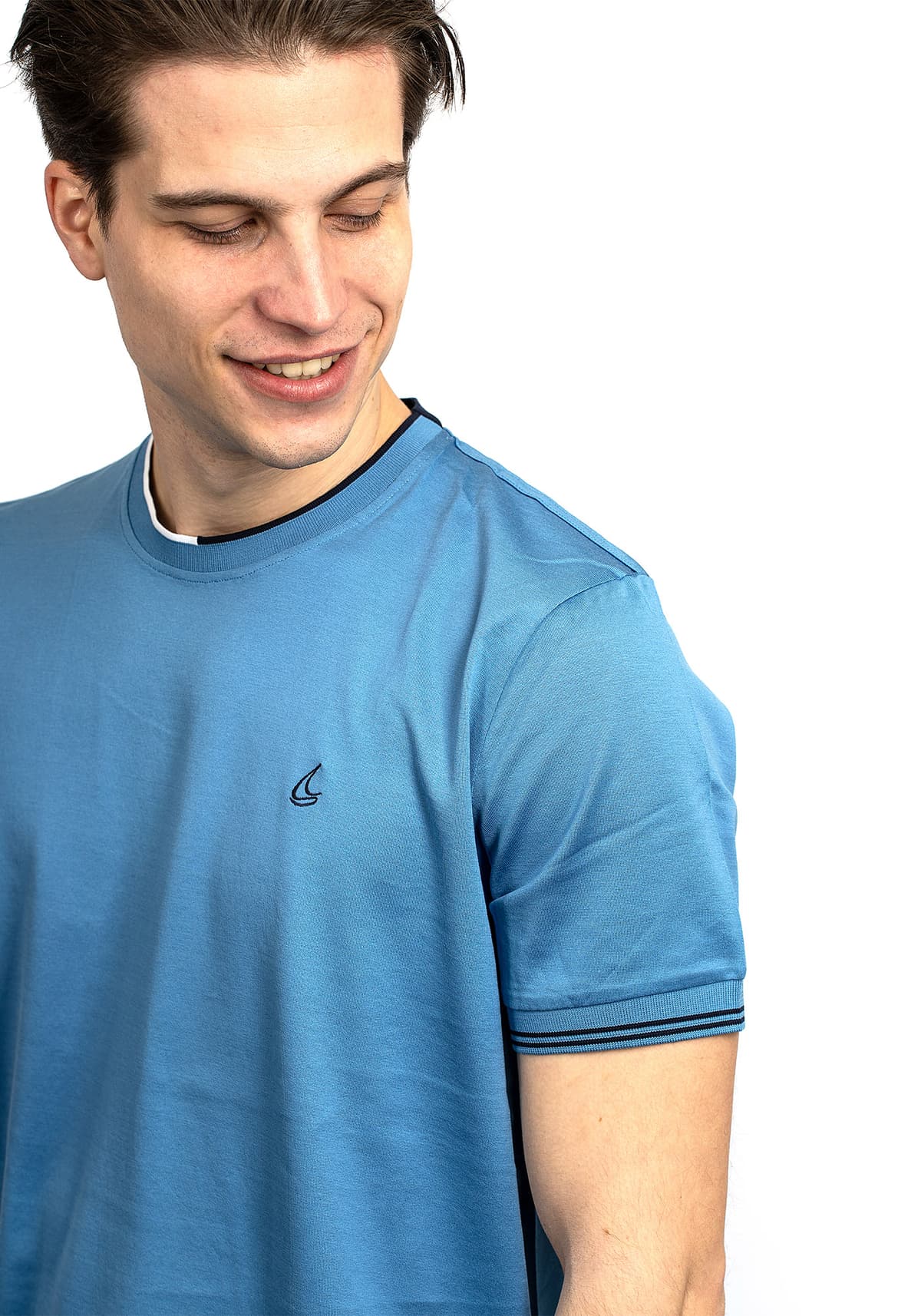 Men's T-Shirts White Ship Blue