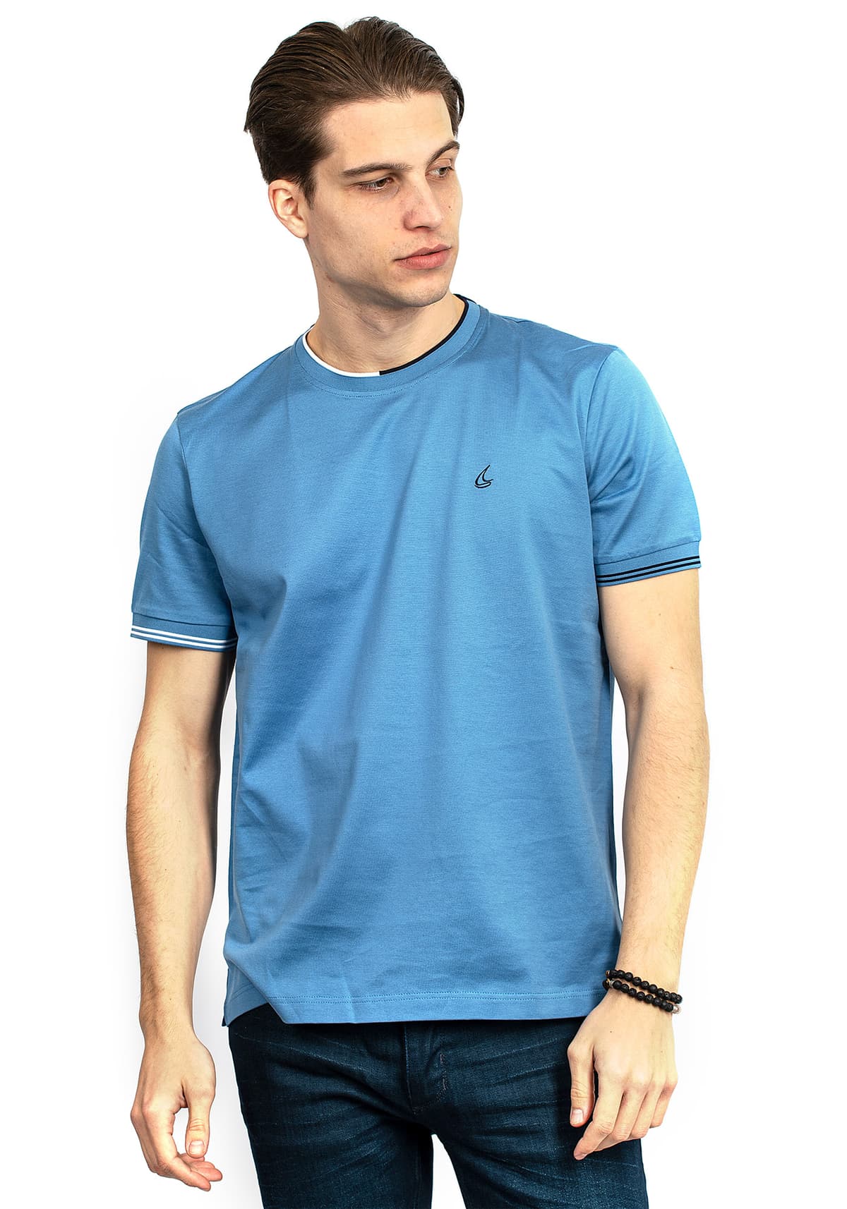 Men's T-Shirts White Ship Blue