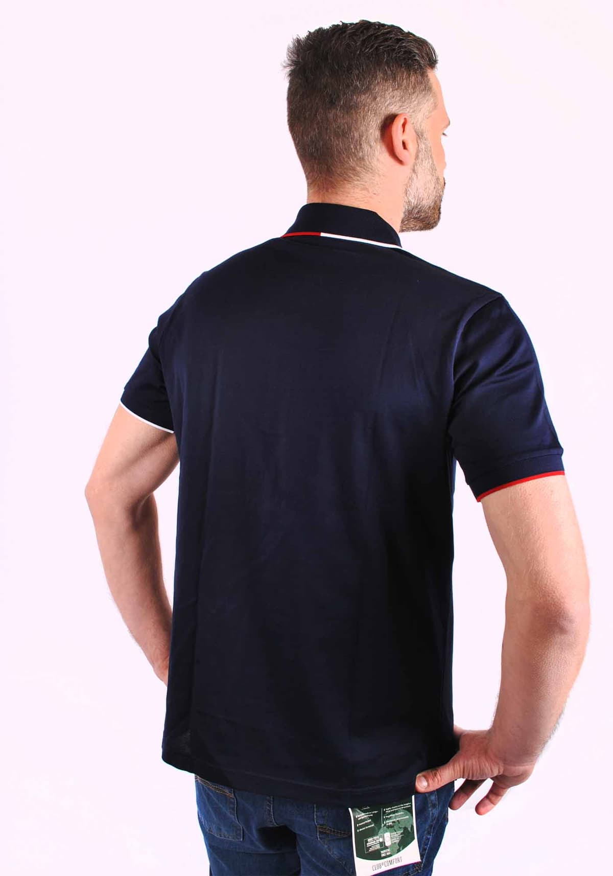 Men's Polo Shirts White Ship Blue