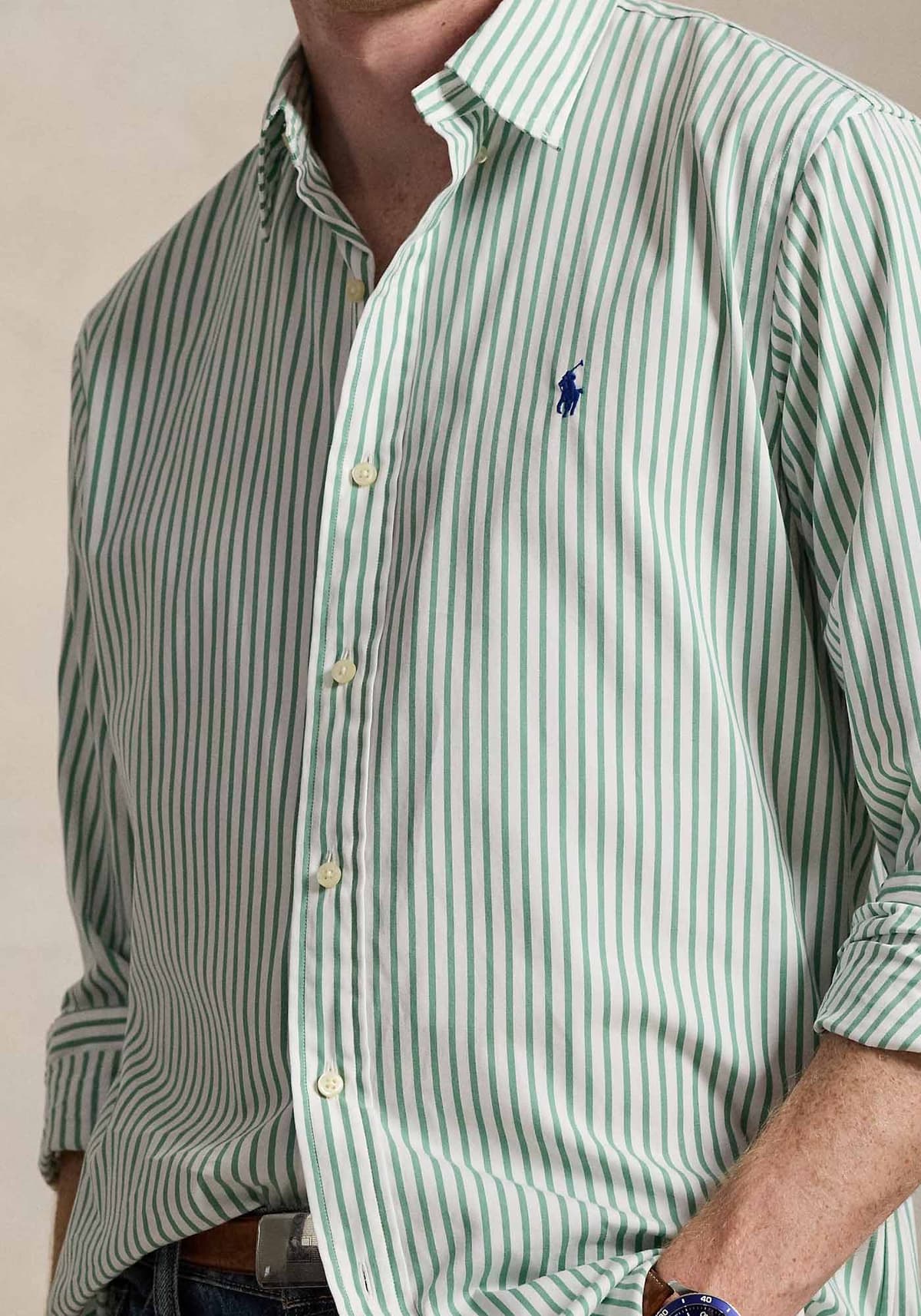 Polo Ralph Lauren Πουκάμισο Stripe - 710P07019 002 White Seafoam