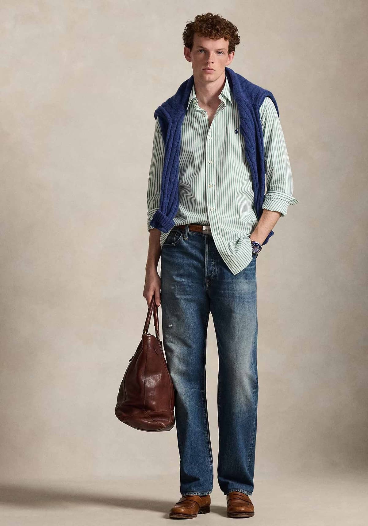 Polo Ralph Lauren Πουκάμισο Stripe - 710P07019 002 White Seafoam