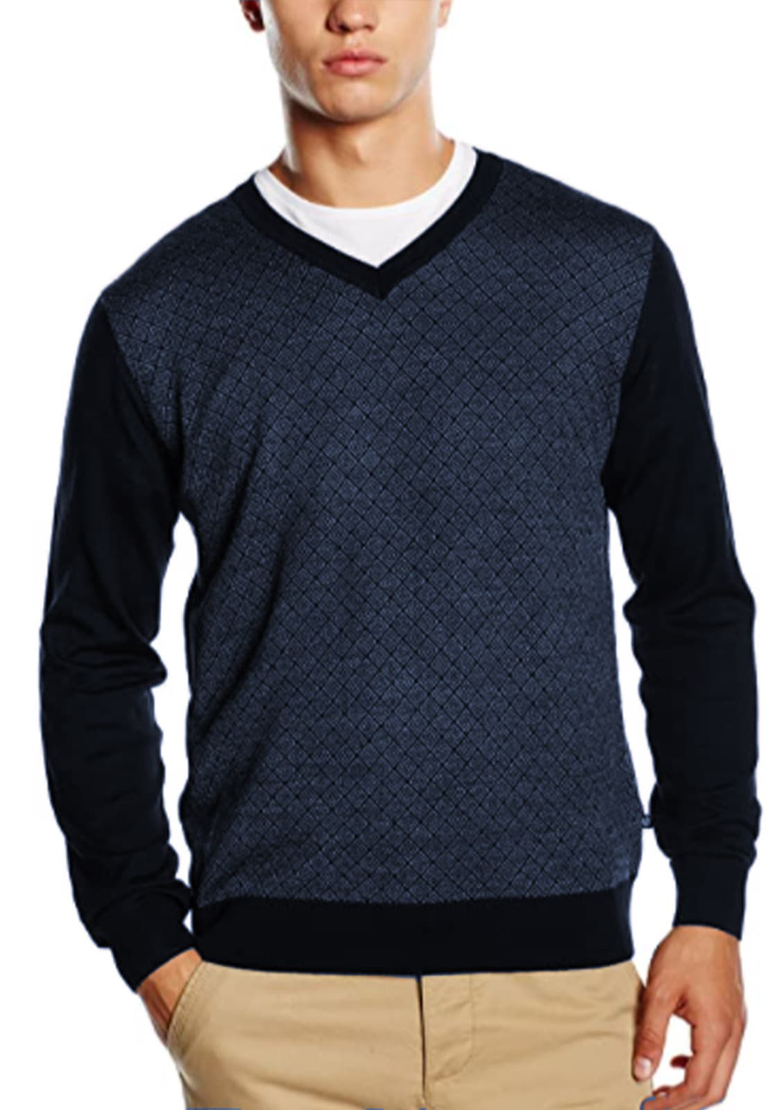 Πλεκτή μπλούζα Menden με V λαιμόκοψη - 7551 45505 /395 Blue