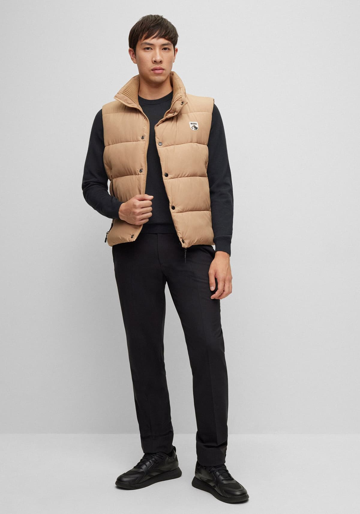 BOSS ΠΛΕΚΤΟ ROUND NECK BOTTO-L ΜΑΥΡΟ