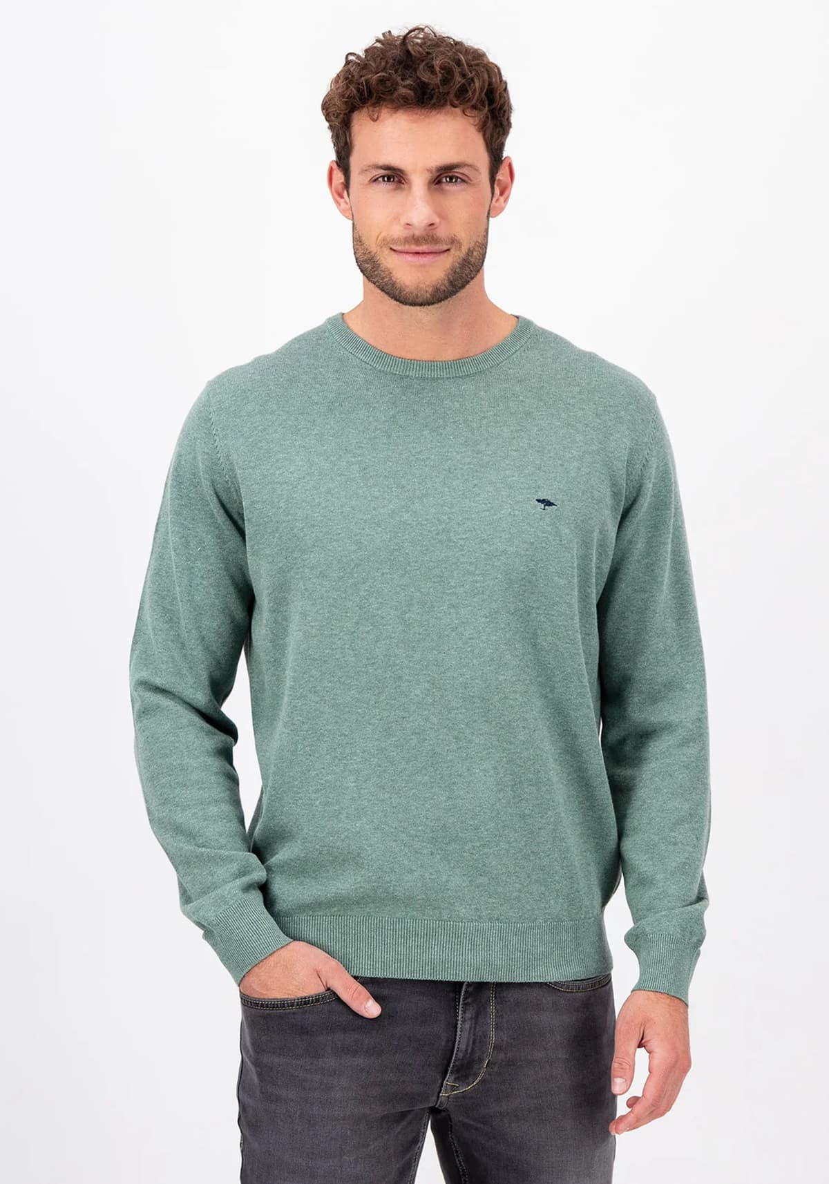 Fynch Hatton Πλεκτή μπλούζα της σειράς Superfine Cotton - 1414 210 708 Sage Green