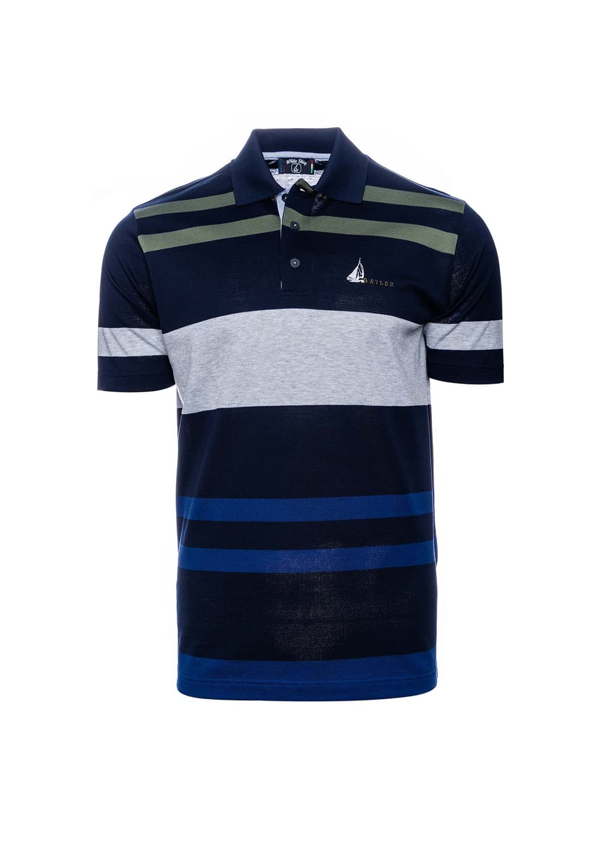 Men's Polo Shirts White Ship Blue