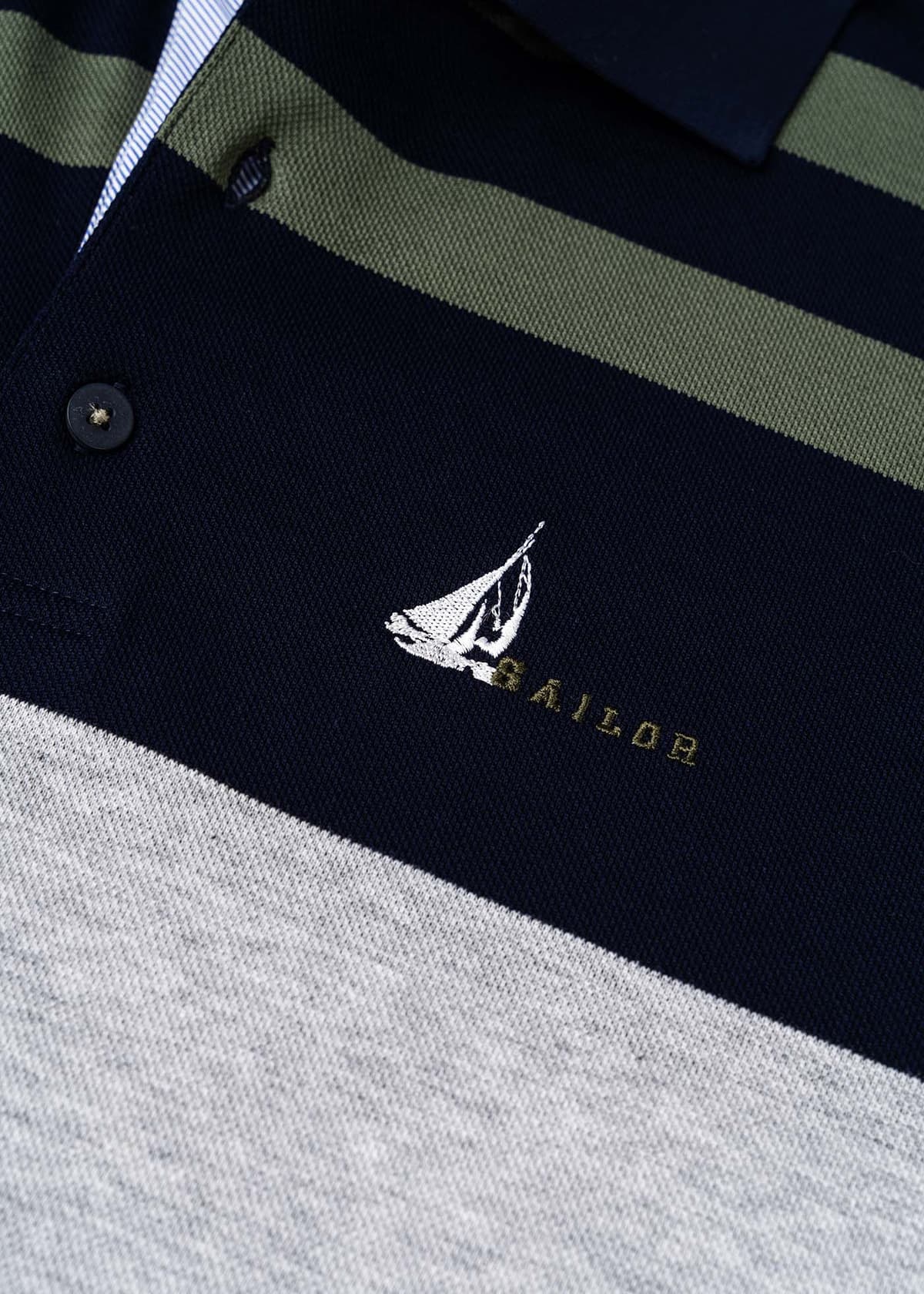 Men's Polo Shirts White Ship Blue