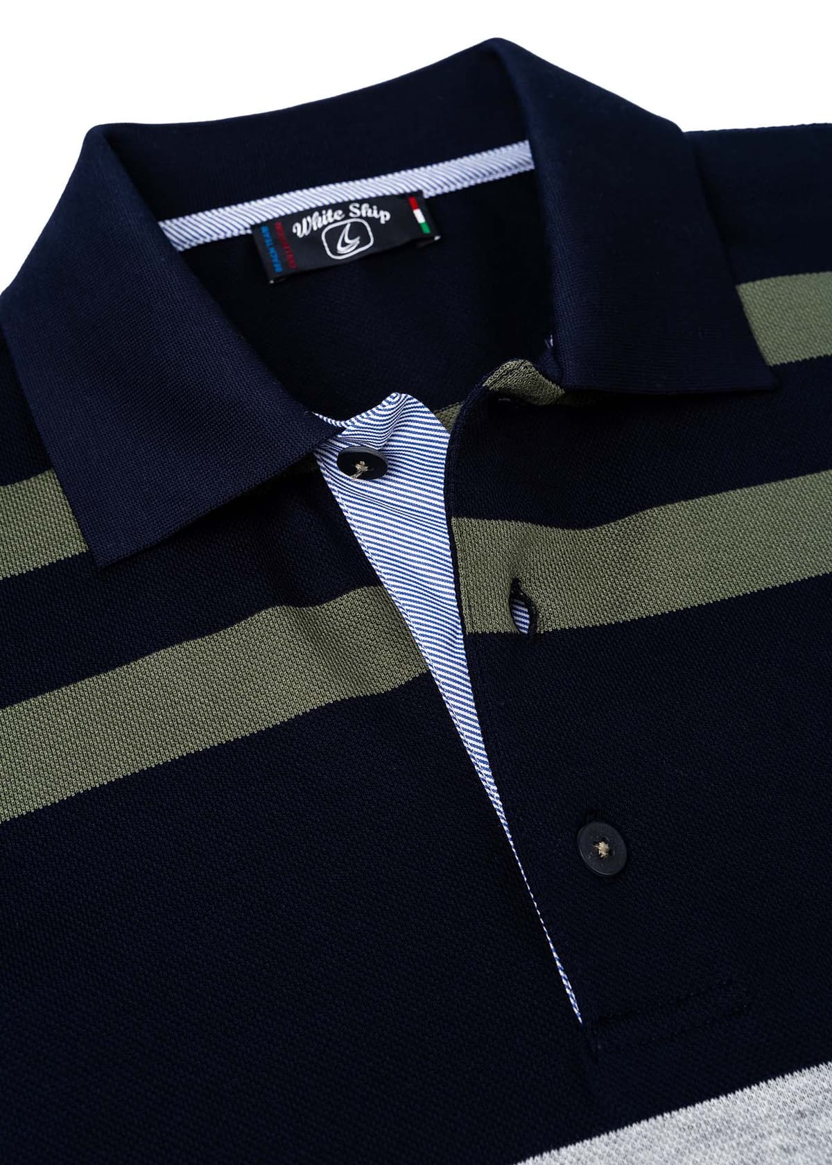 Men's Polo Shirts White Ship Blue