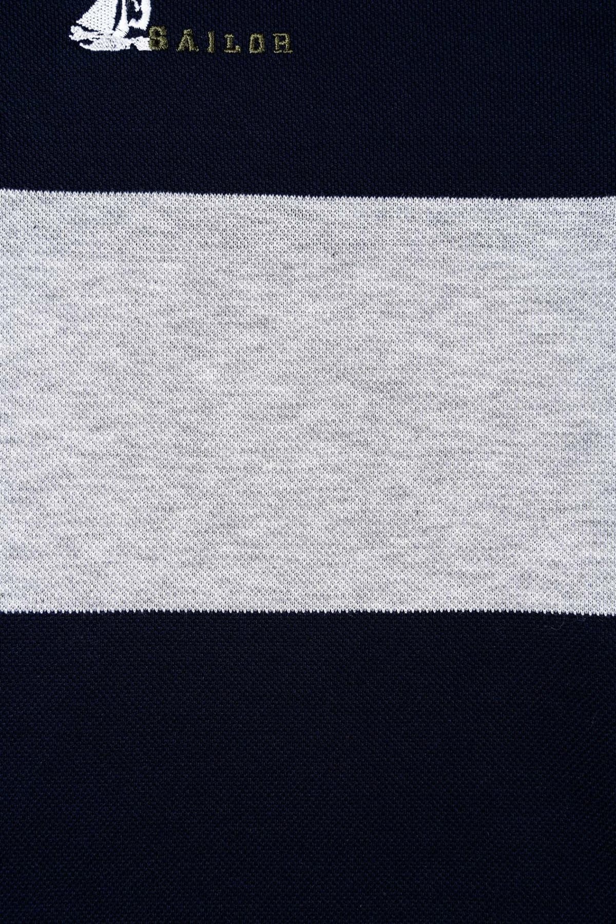 Men's Polo Shirts White Ship Blue