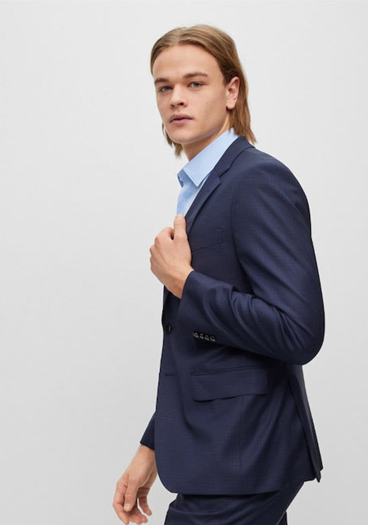 BOSS ΚΟΣΤΟΥΜΙ REDA STRETCH SLIM FIT H-HUGE-2PSC-224 ΜΠΛΕ