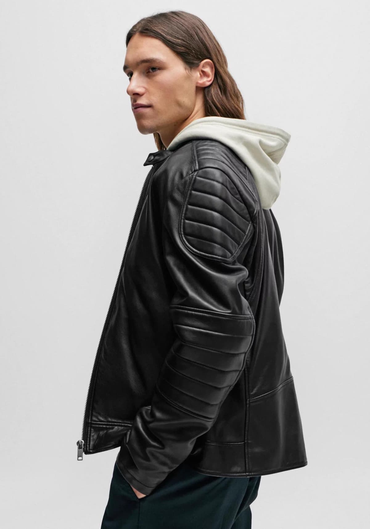 Men's Leather Jackets Boss Black