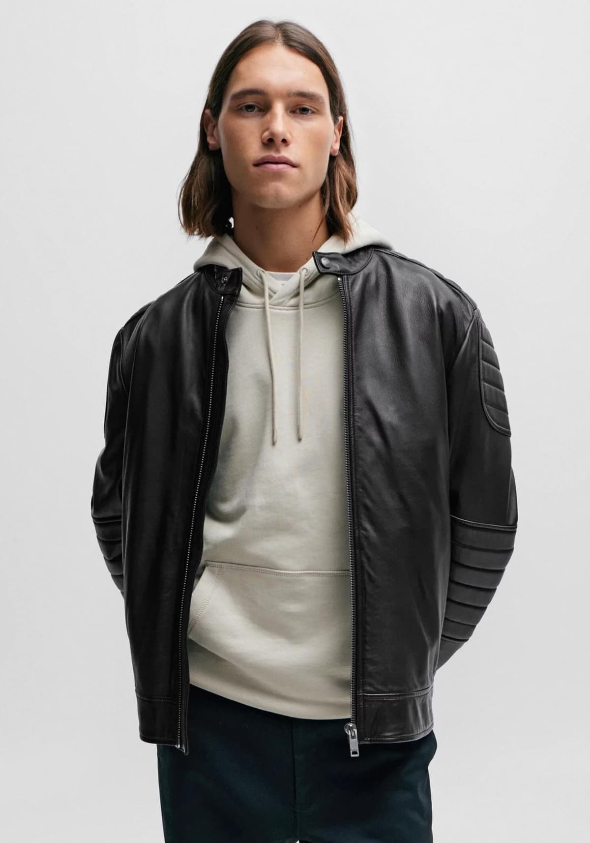 Men's Leather Jackets Boss Black