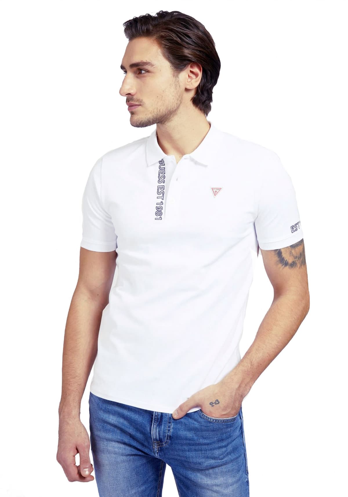 Men's Polo Shirts Guess White