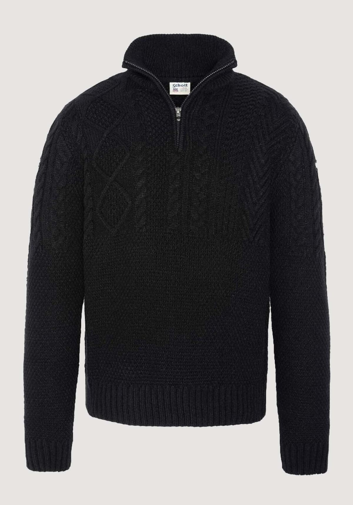 Schott N.Y.C. Pullover της σειράς Zip Troyer - PLALTAI Black