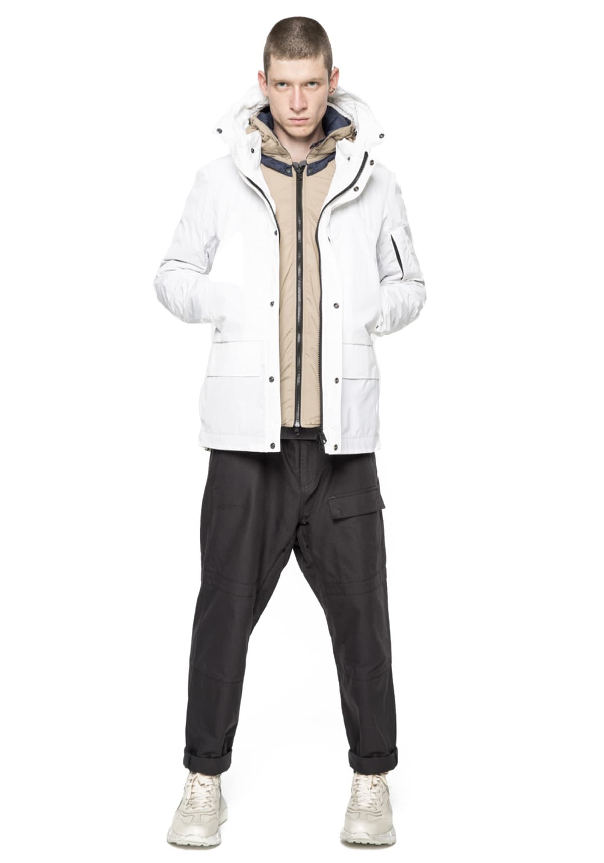 Krakatau Διπλό Μπουφάν με εσωτερική επένδυση - QM176 001 White