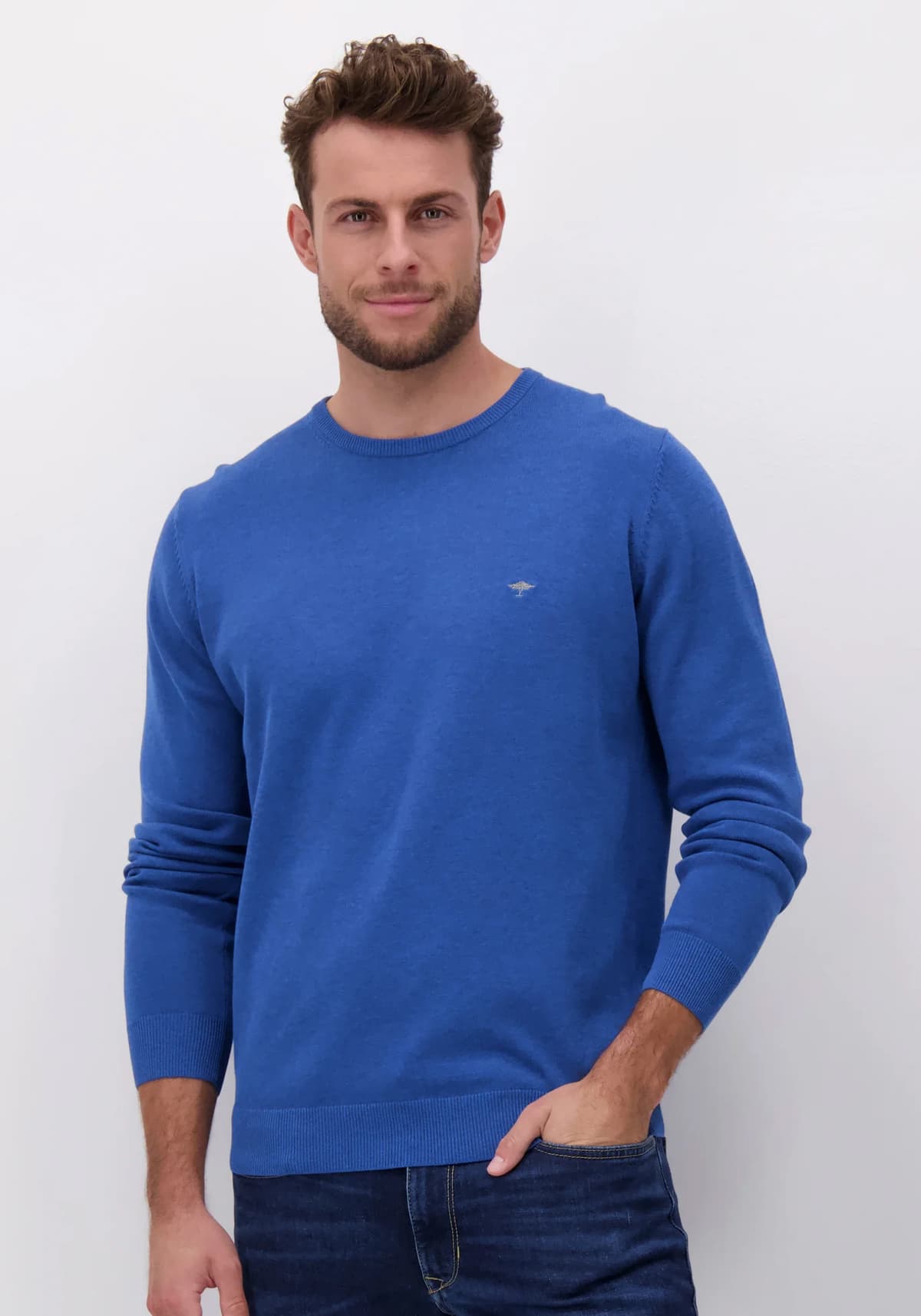 Fynch Hatton Πλεκτή μπλούζα της σειράς Fine Cotton - SFPK210 936 Steel