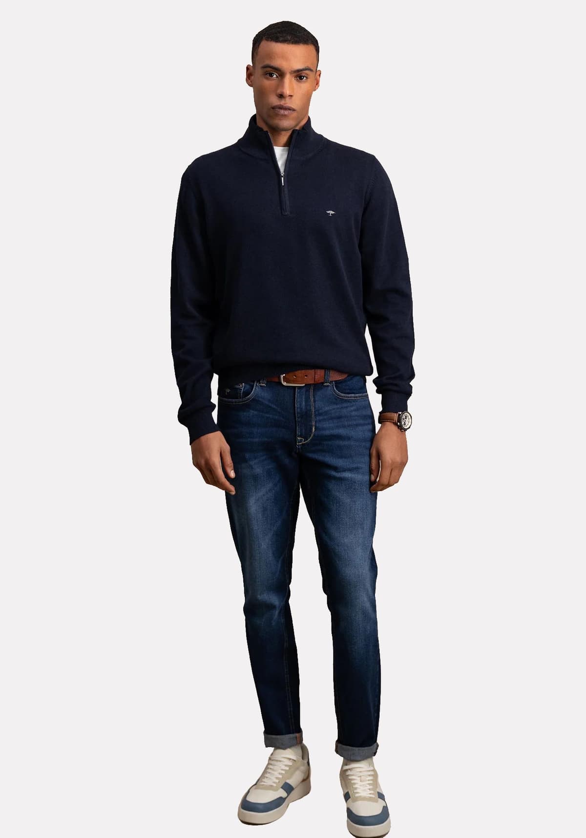 Fynch Hatton Pullover της σειράς Zip Troyer - SFPK215 690 Navy