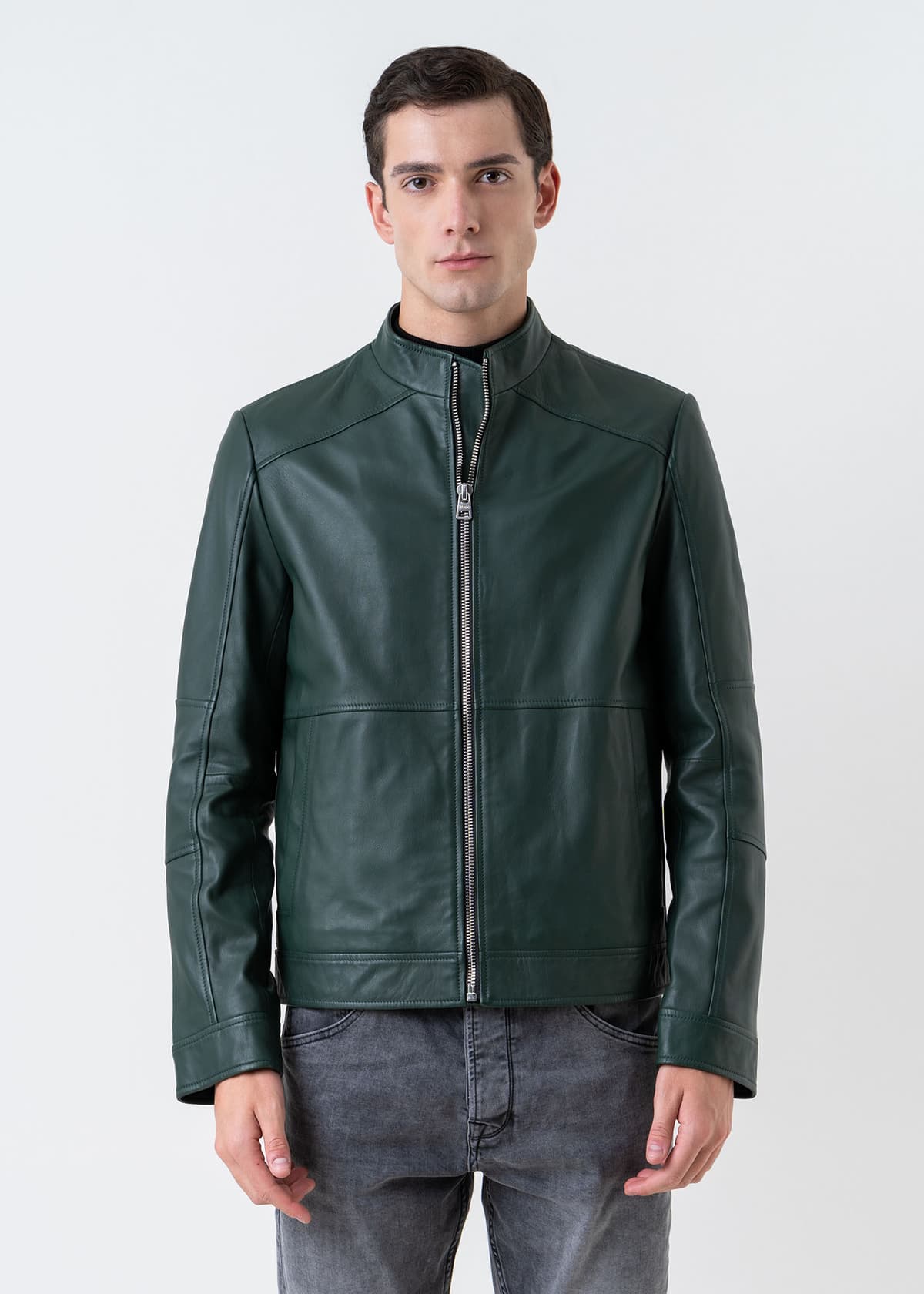 Men's Leather Jackets Hugo Green