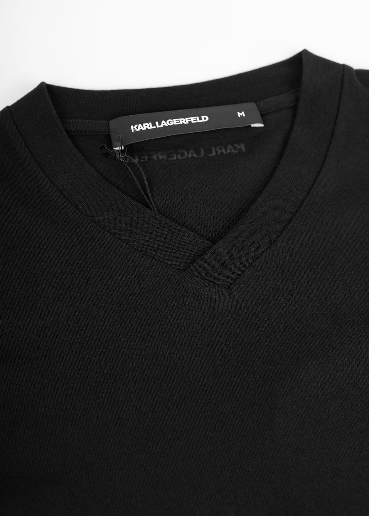 KARL LAGERFELD T-SHIRT VNECK LOGO ΜΑΥΡΟ