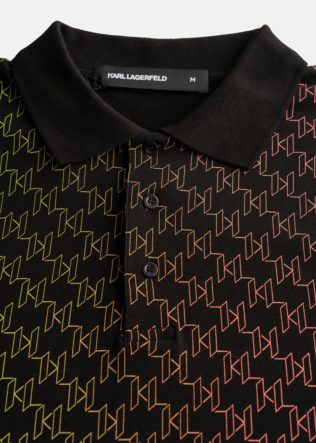 KARL LAGERFELD POLO ALL OVER LOGO MULTI ΜΑΥΡΟ