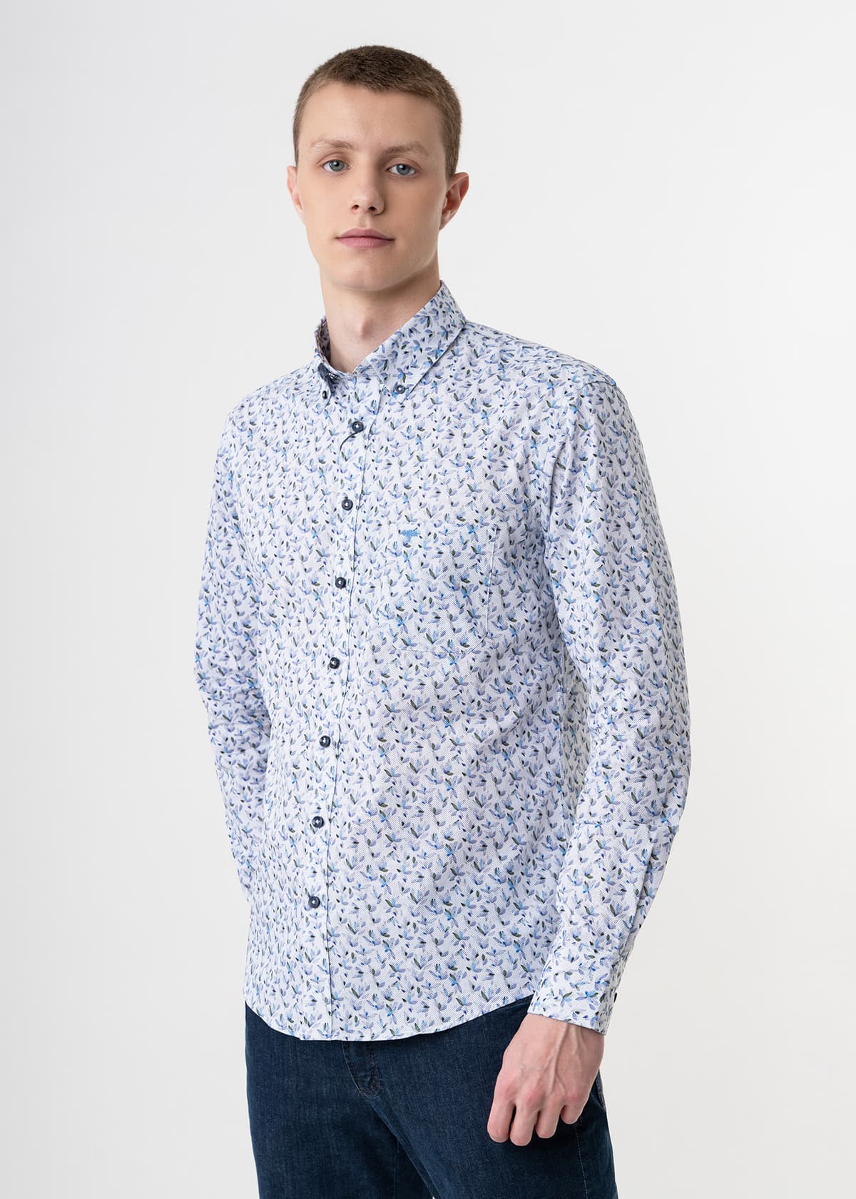 Fynch Hatton Πουκάμισο της σειράς Floral - 1404 5070 604 Crystal Blue