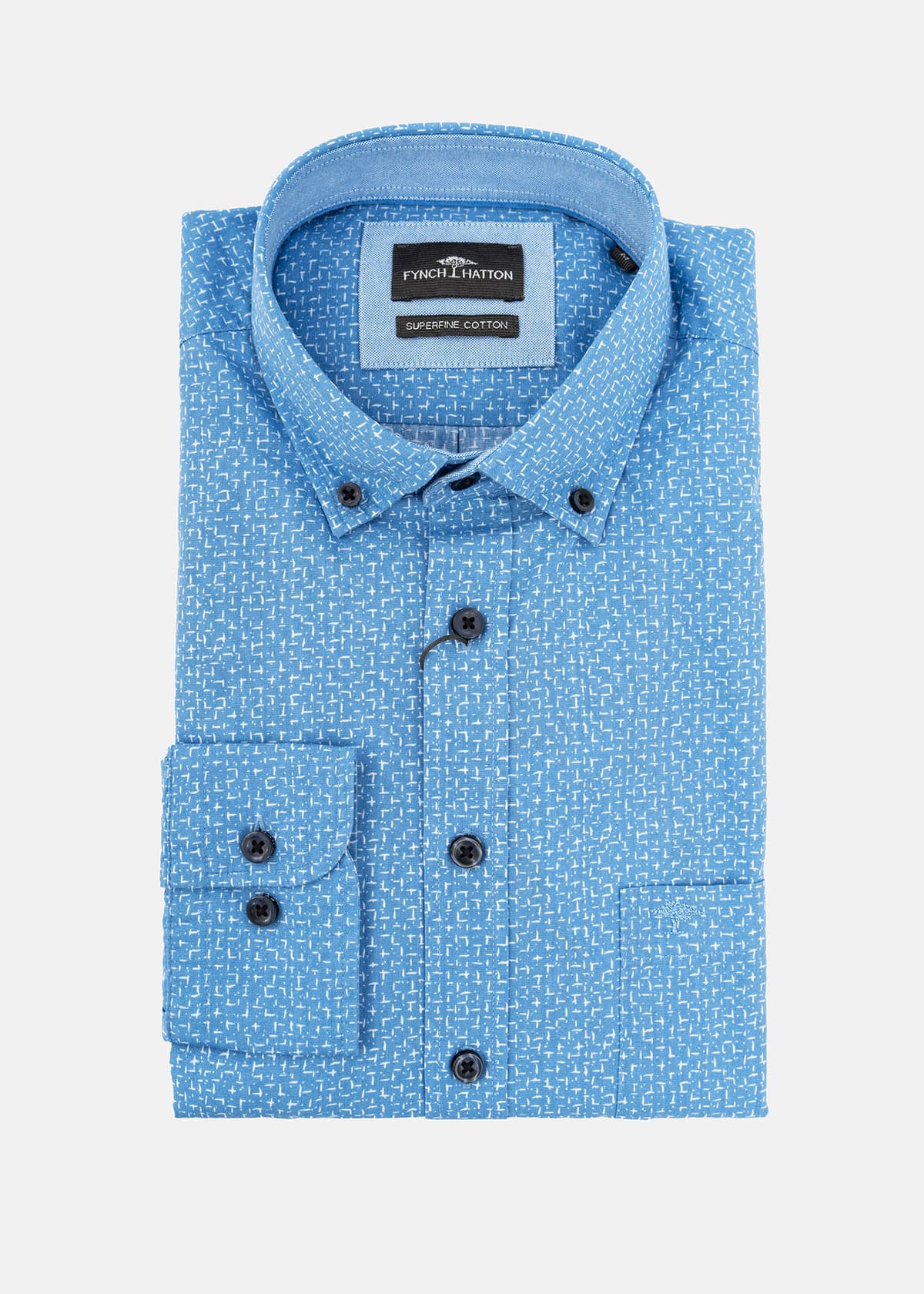 Fynch Hatton Πουκάμισο της σειράς Supersoft - 1402 8040 604 Crystal Blue