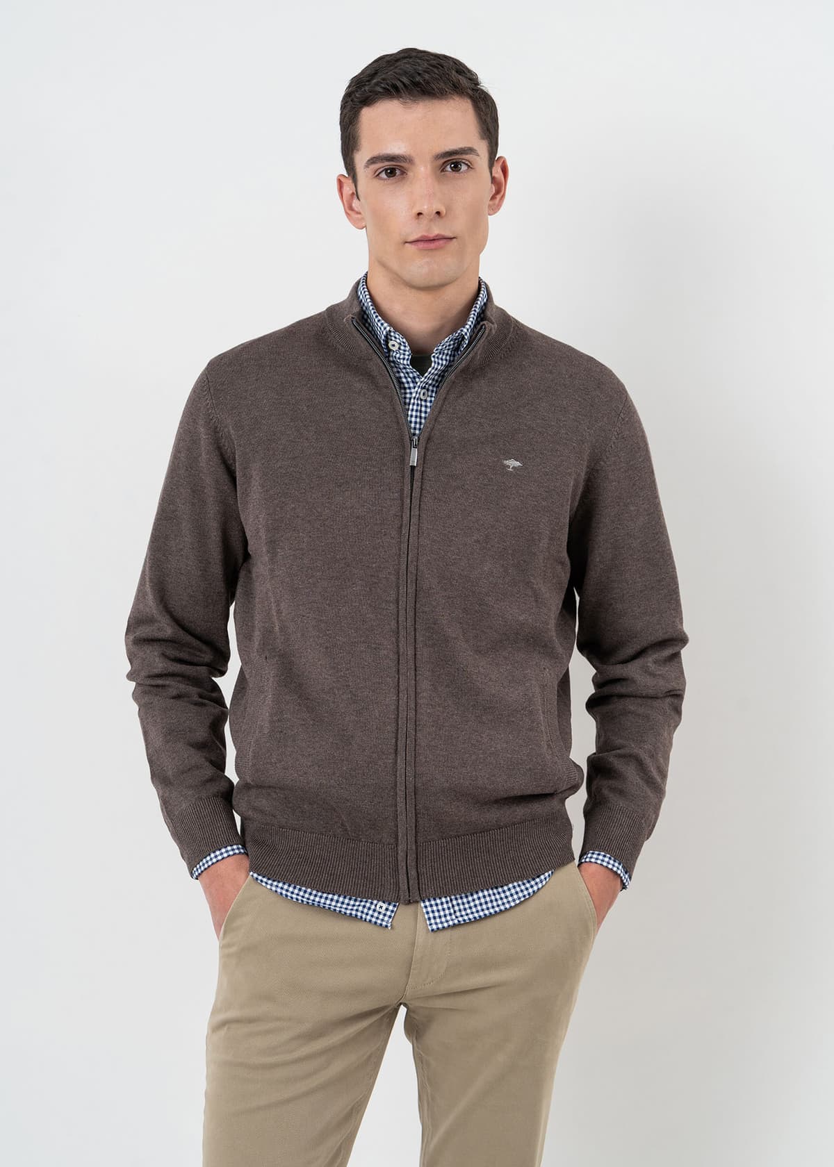 Men's Cardigans Fynch Hatton Brown